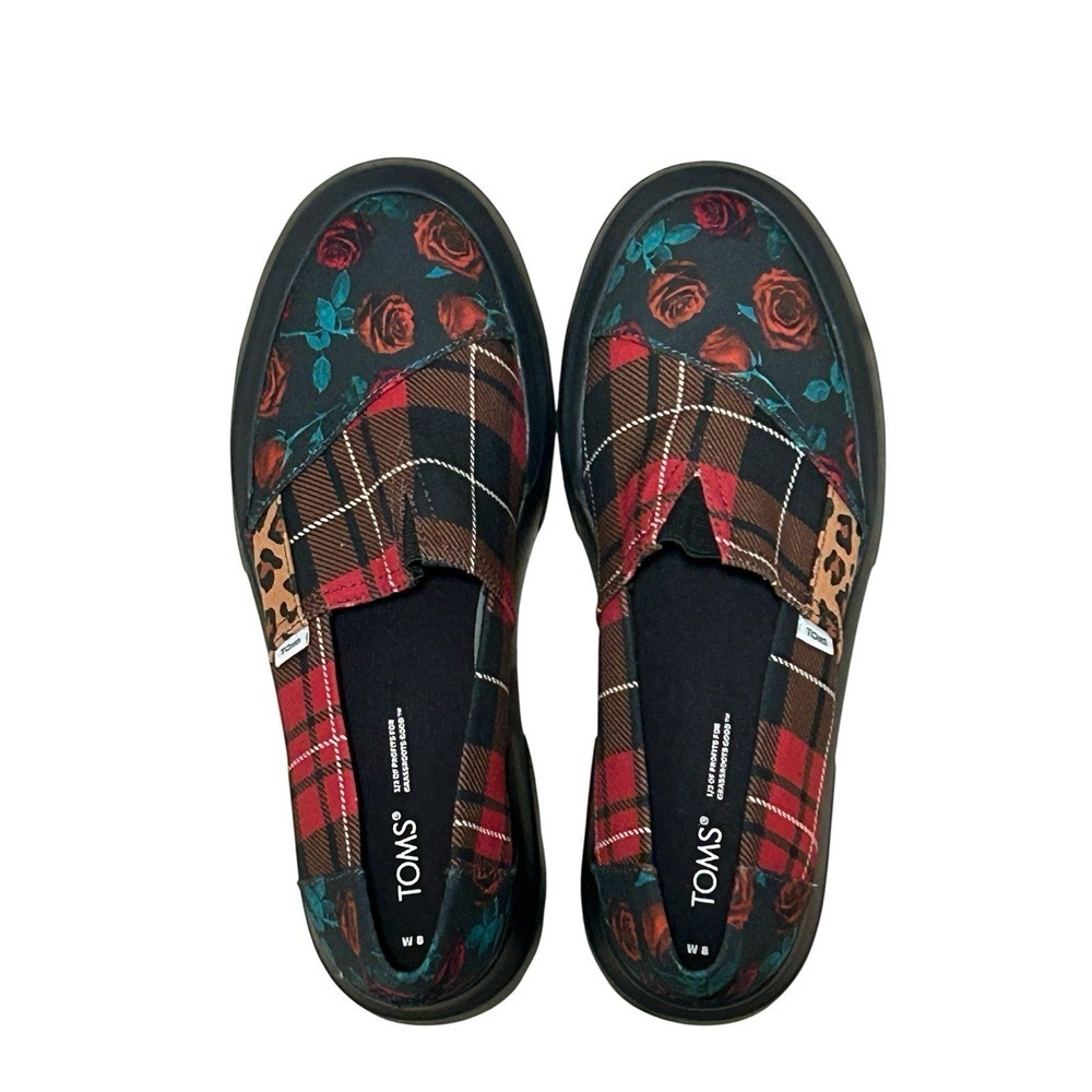 Toms Alpargata Combat Low Slip-On Multi Tartan Leopard Patchwork Chunky Loafer 8